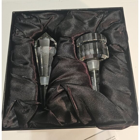 Saks Fifth Avenue Crystal Bottle Stoppers w Original Box - Picture 7 of 13